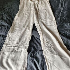 Elegant Cream Wide Leg Women's Pants